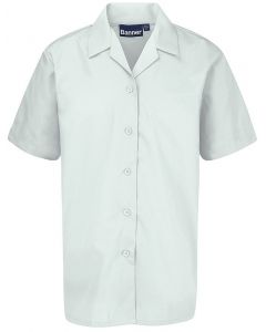 Short Sleeve White Revere Collar Blouses - Single Pack (7073)