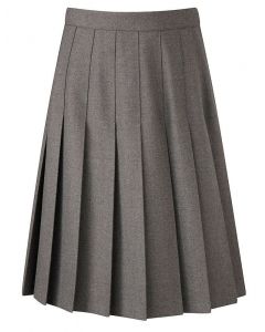 GREY STITCHED DOWN KNIFE PLEAT SKIRT (7419GREY)