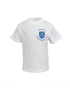 CTK WHITE ROUND NECK T-SHIRT WITH SCHOOL LOGO (8793)